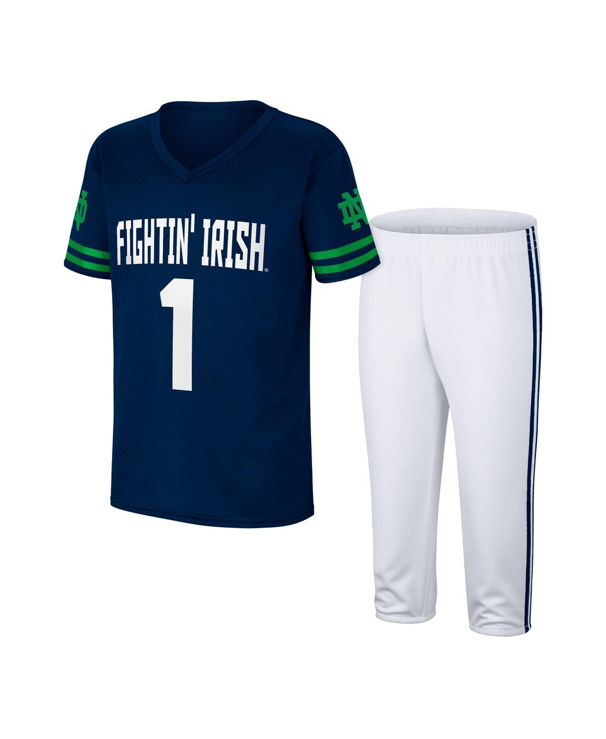 Colosseum Kids' Big Boys  Navy, White Notre Dame Fighting Irish Football Jersey And Pants Set In Navy,white