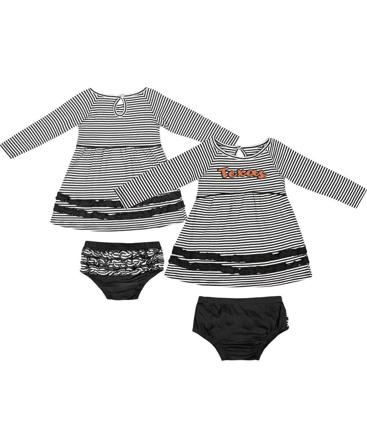 Colosseum Babies' Girls Infant  Black Texas Longhorns Whoville Dress And Bloomer Set