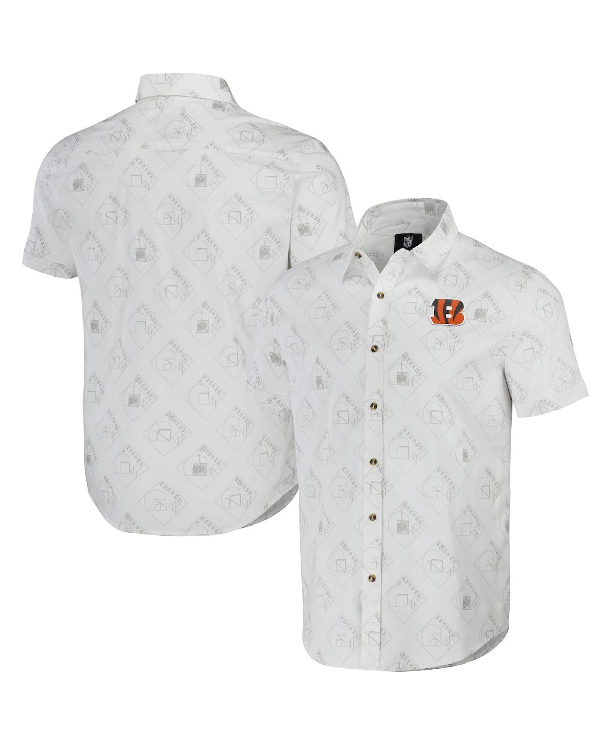 Fanatics Men's Nfl X Darius Rucker Collection By  White Cincinnati Bengals Woven Short Sleeve Button