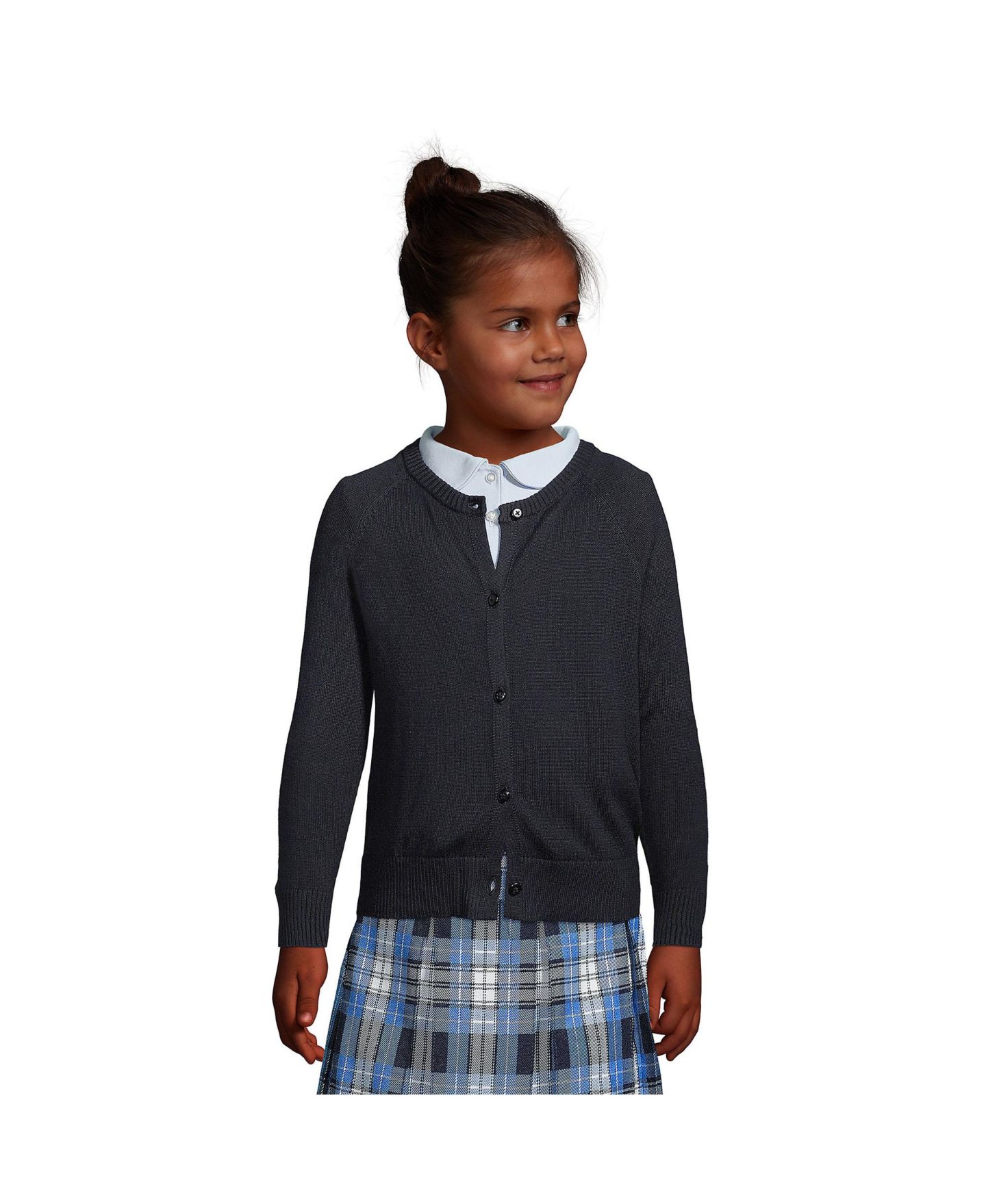 Детский кардиган Lands' End Child School Uniform Girls Cotton Modal Cardigan, цвет: Чёрный — фото 8