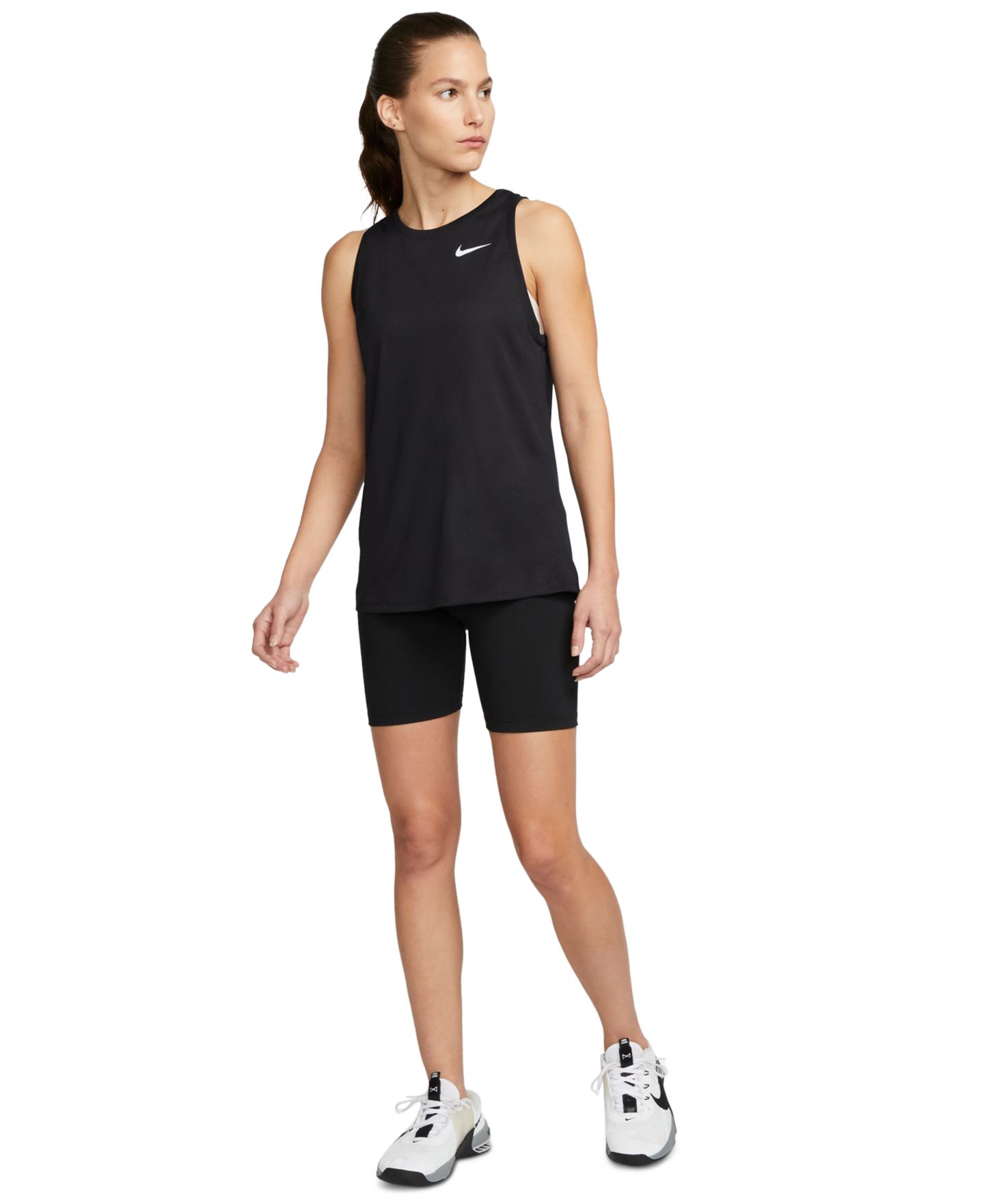 Женский топ Nike Dri-FIT Training Tank Top, цвет: Чёрный / Белый — фото 2