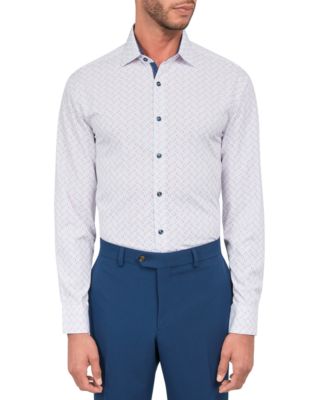Society of Threads - Men's Geo-Star White Dress Shirt