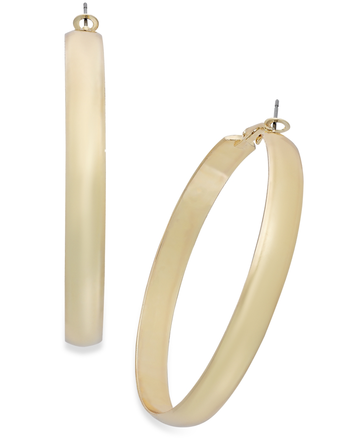 Gold-Tone Large Flat Hoop Earrings, 2.5", Created for Macy's - Gold
