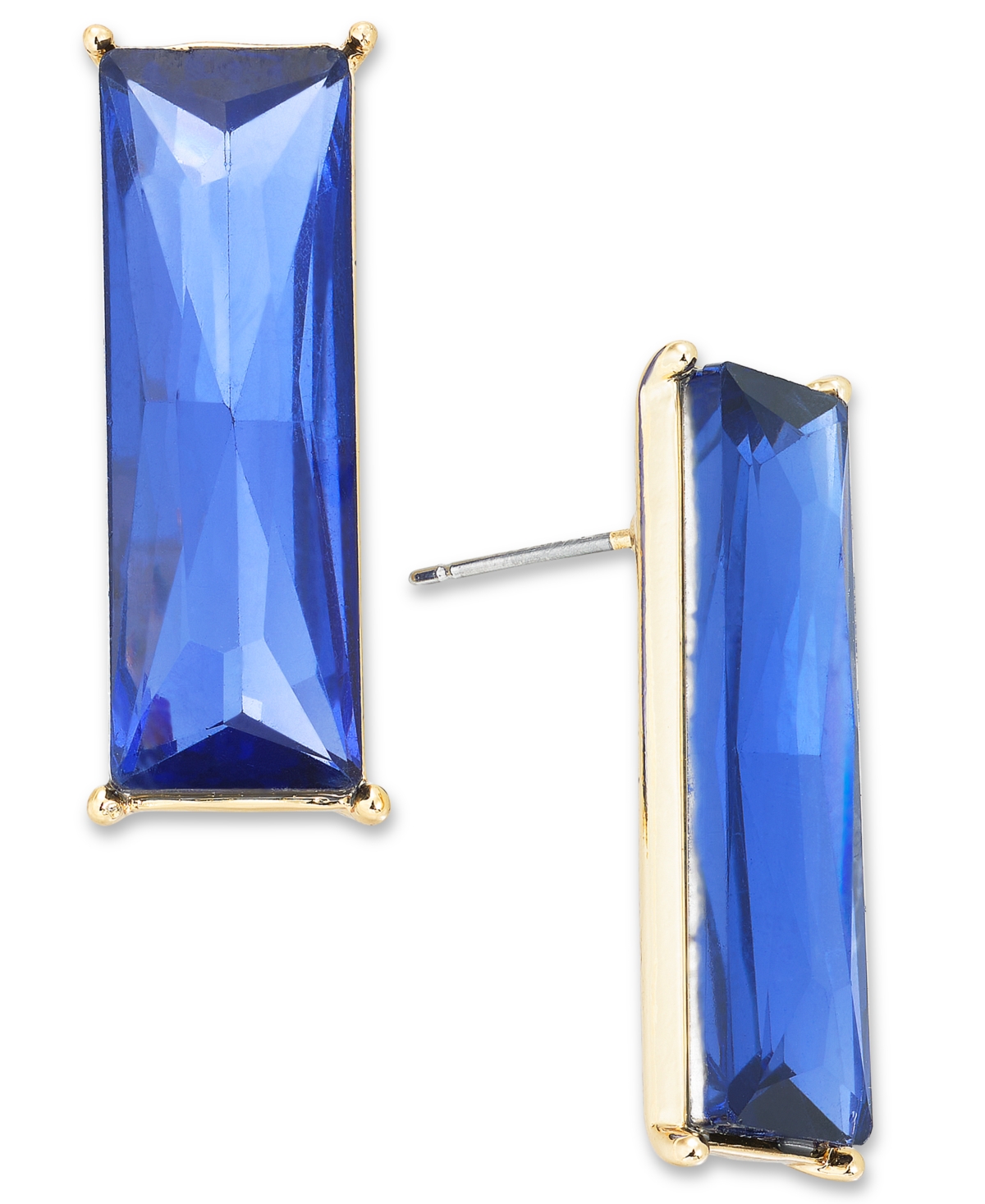 Inc International Concepts Gold-tone Crystal Rectangle Earrings, Created For Macy's In Purple