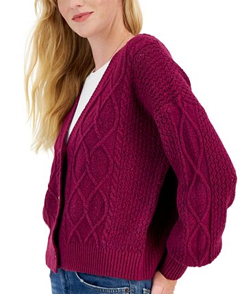 Rose Macy\'s Sweater Cardigan Cable-Knit - Juniors\' Hippie