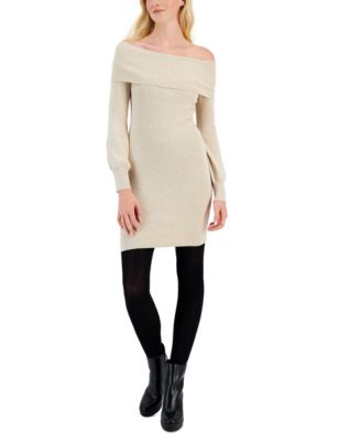 Hippie Rose - Juniors' Off-The-Shoulder Long-Sleeve Sweater Dress