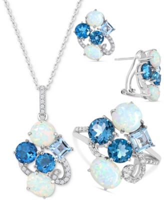 Lab-Grown Opal (1-1/3 ct. t.w) & Multicolor Topaz (2-1/2 ct. t.w) Ring in Sterling Silver