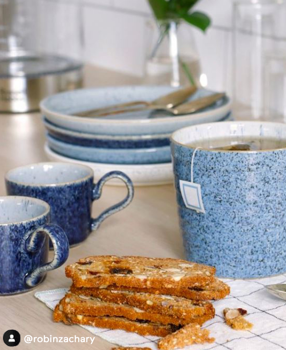 Denby Studio Blue Cobalt Brew Espresso Cup In Blue Reactive Glaze,in Four Tonal Color
