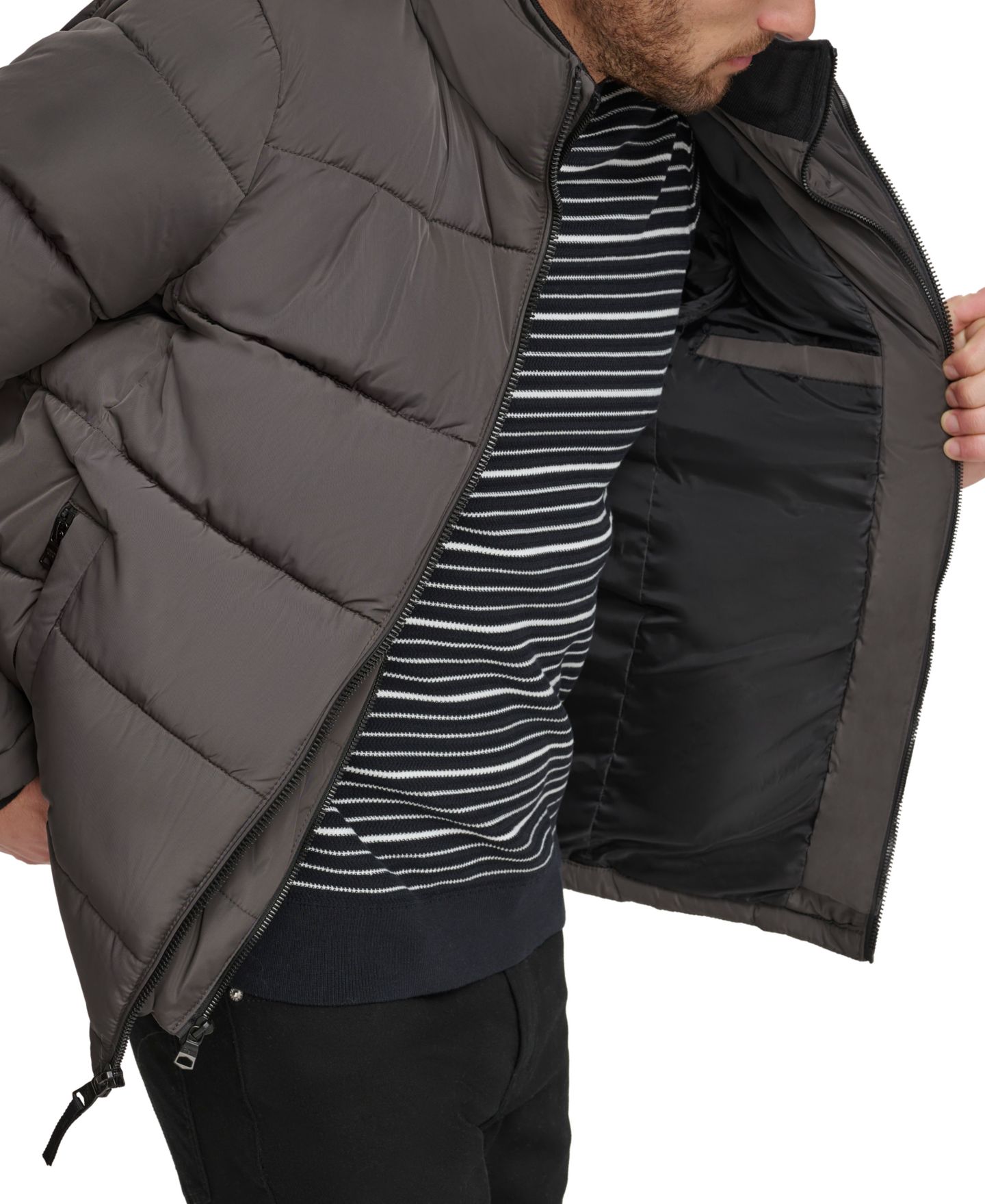 Мужские куртки Calvin Klein Puffer With Set In Bib Detail, цвет: Серый — фото 5
