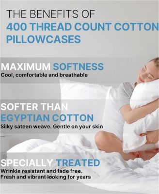 Soft 400 Thread Count Cotton Set of 2 Pillowcase, King Size