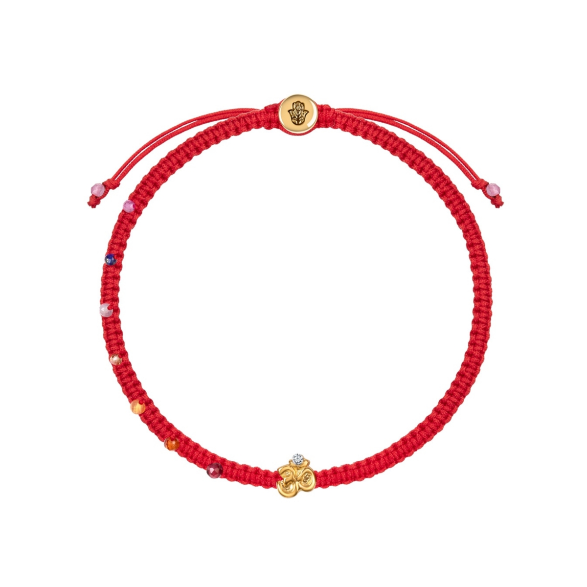 Serene Soul - Chakra Red String Om Charm Bracelet - Red/god