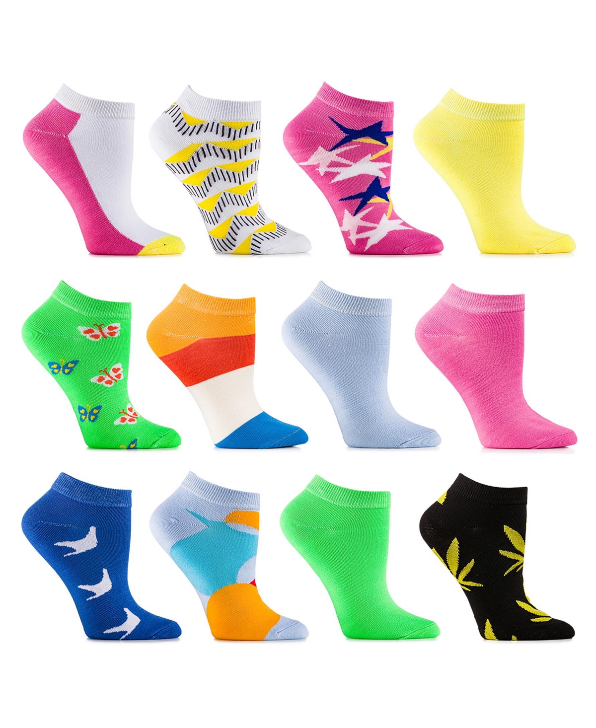Women's Multicolor Ankle Socks 12 Pack