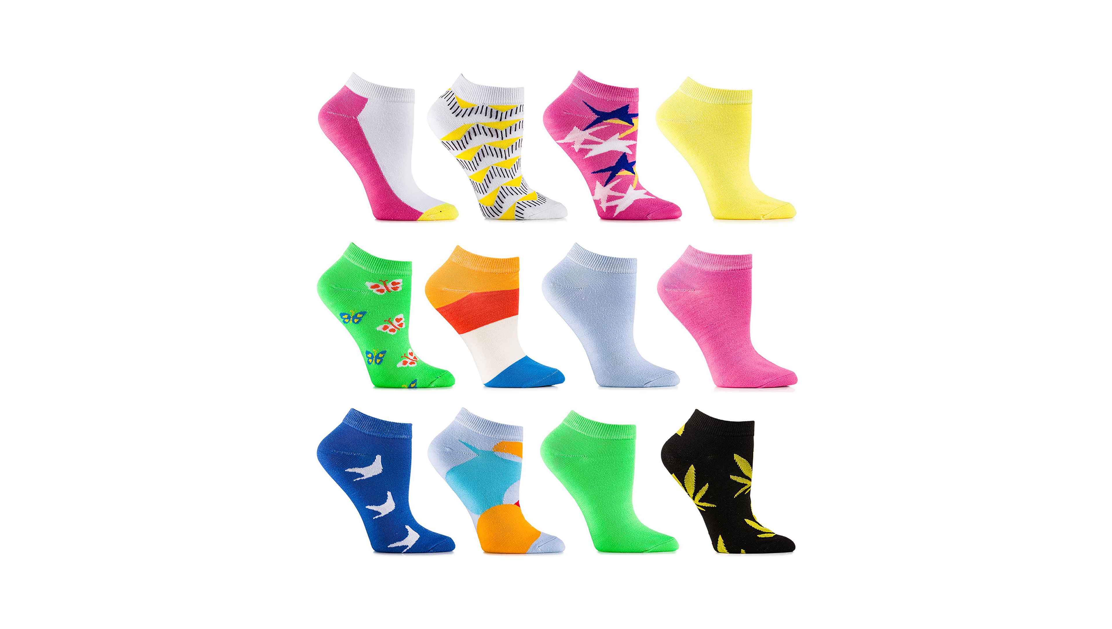 Women's Multicolor Ankle Socks 12 Pack