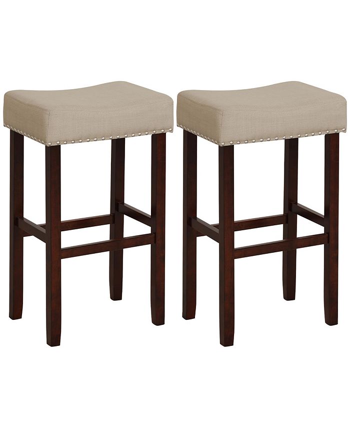 Costway Set of 2 Bar Stools Bar Height Saddle Kitchen Chairs with