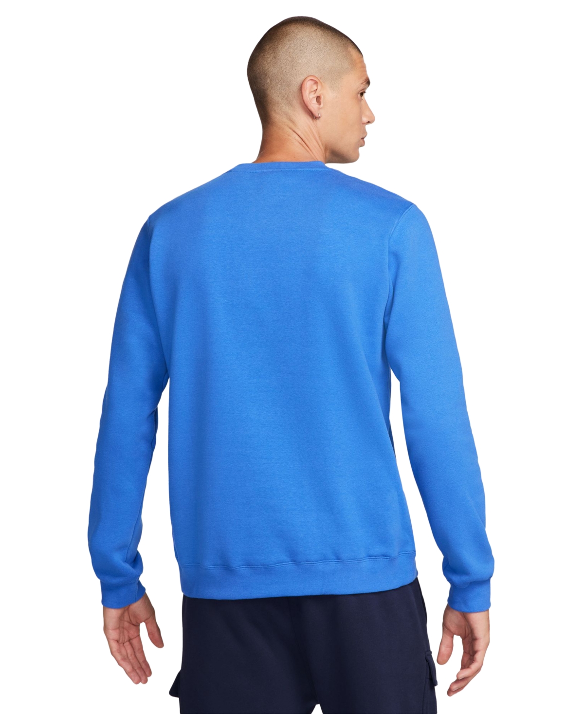 Nike Men's Sportswear Club Fleece Embroidered Logo Sweatshirt -white