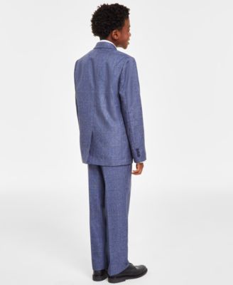 Shop Tommy Hilfiger Big Boys Windowpane Suit Print Shirt Bow Tie In Dark Blue