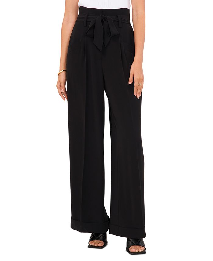 Solid Tie Front Wide Leg Trousers  Wide leg trousers, Wide leg, Pants for  women