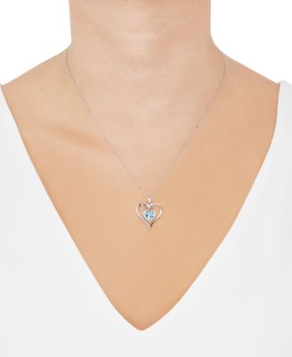 Birthstone Gemstone & Diamond Accent Heart 18" Pendant Necklace in 14k Gold-Plated Sterling Silver 