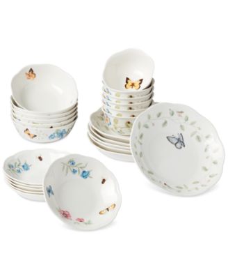 Butterfly Meadow 24-Piece Porcelain Bowl Set