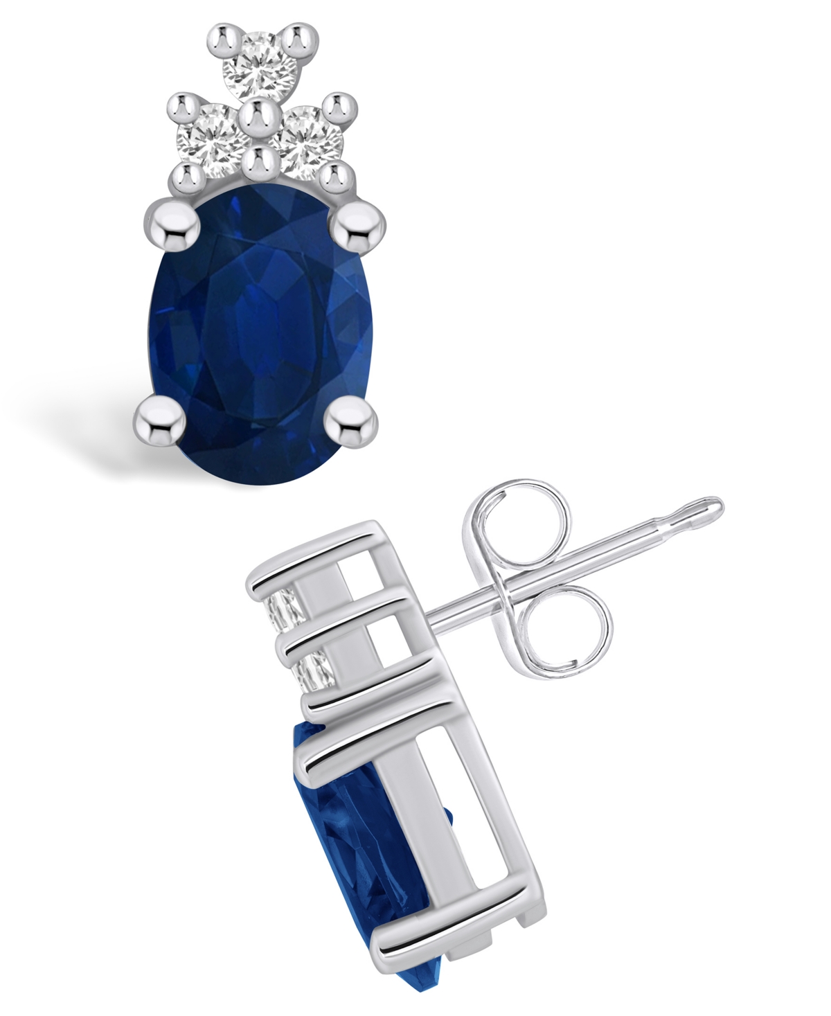 Macy's Sapphire (3 Ct. t.w.) and Diamond (1/5 Ct. t.w.) Stud Earrings