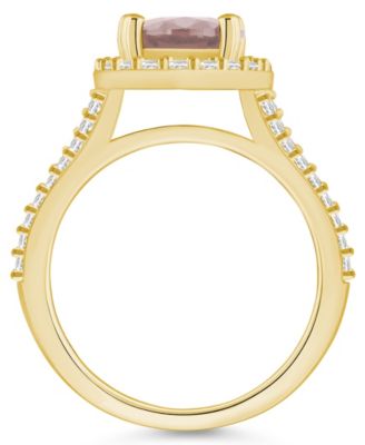 Morganite (2-1/2 ct. t.w.) and Diamond (3/4 ct. t.w.) Halo Ring in 14K Yellow Gold