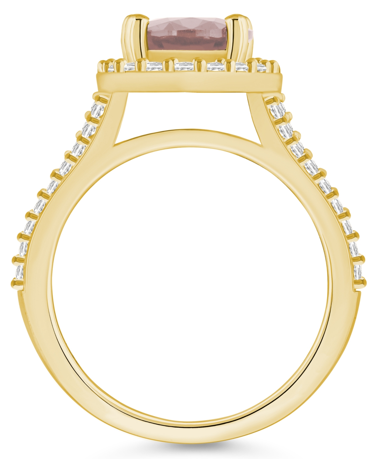 Macy's(2-1/2 ct. t.w.) and Diamond (3/4 ct. t.w.) Halo Ring in 14K Yellow Gold - Morganite