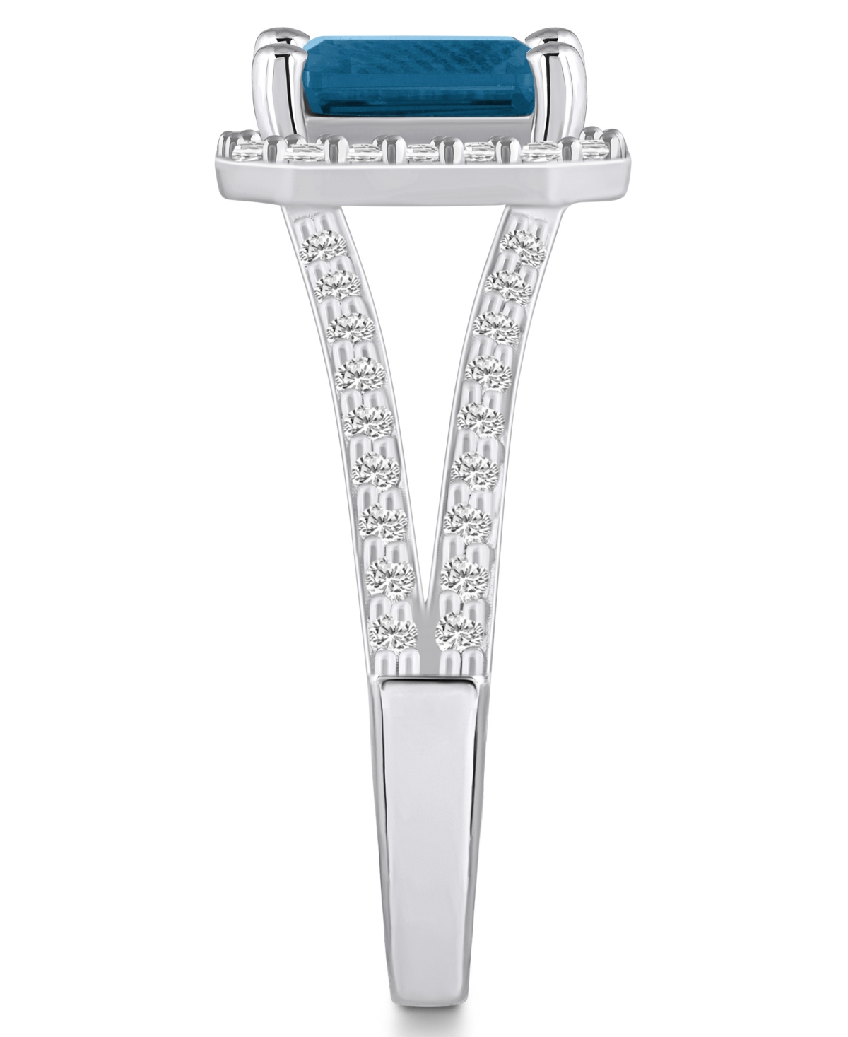 Macy's(2 ct. t.w.) and Diamond (1/2 ct. t.w.) Halo Ring in 14K White Gold - London Blue Topaz
