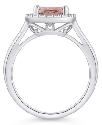 Morganite (2 ct. t.w.) and Diamond (1/4 ct. t.w.) Halo Ring in 14K White Gold