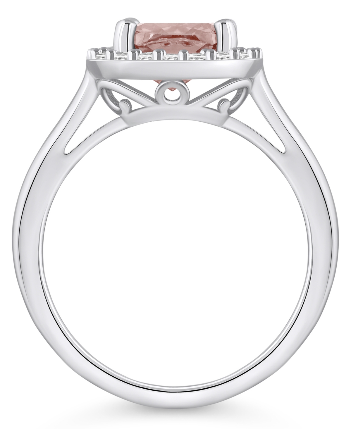 Macy's(2 ct. t.w.) and Diamond (1/4 ct. t.w.) Halo Ring in 14K White Gold - Morganite