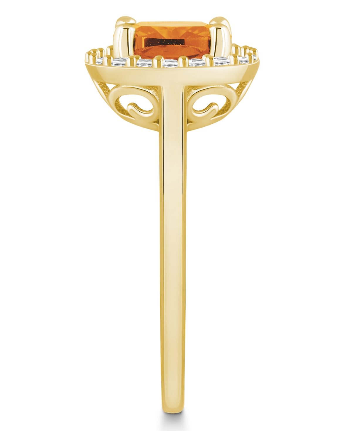 Macy's(2 ct. t.w.) and Diamond (1/4 ct. t.w.) Halo Ring in 14K Yellow Gold - Citrine