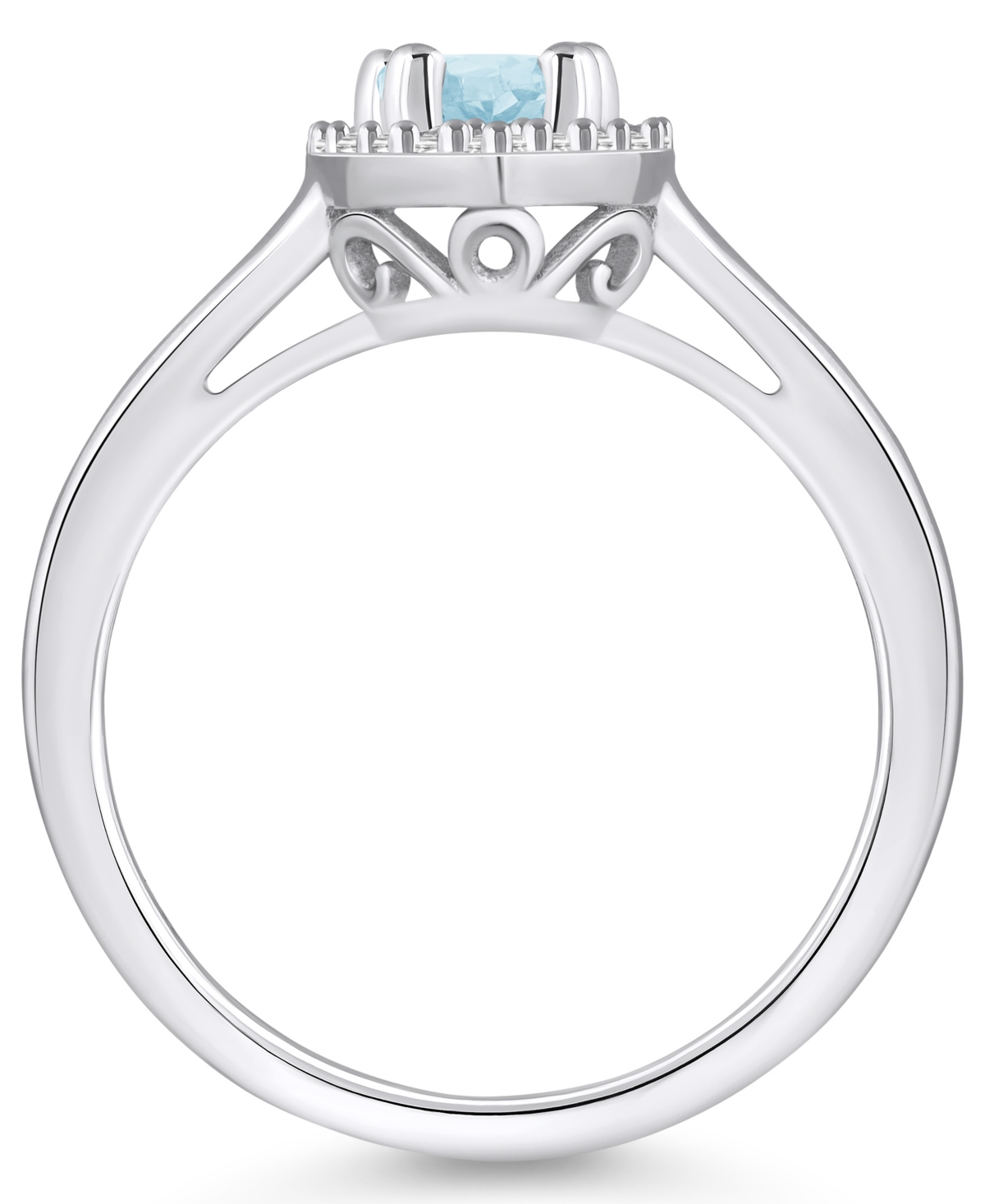 Macy's(3/4 ct. t.w.) and Diamond (1/5 ct. t.w.) Halo Ring in 14K White Gold - Aquamarine