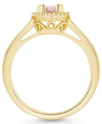 Morganite (1/2 ct. t.w.) and Diamond (1/5 ct. t.w.) Halo Ring in 14K Yellow Gold