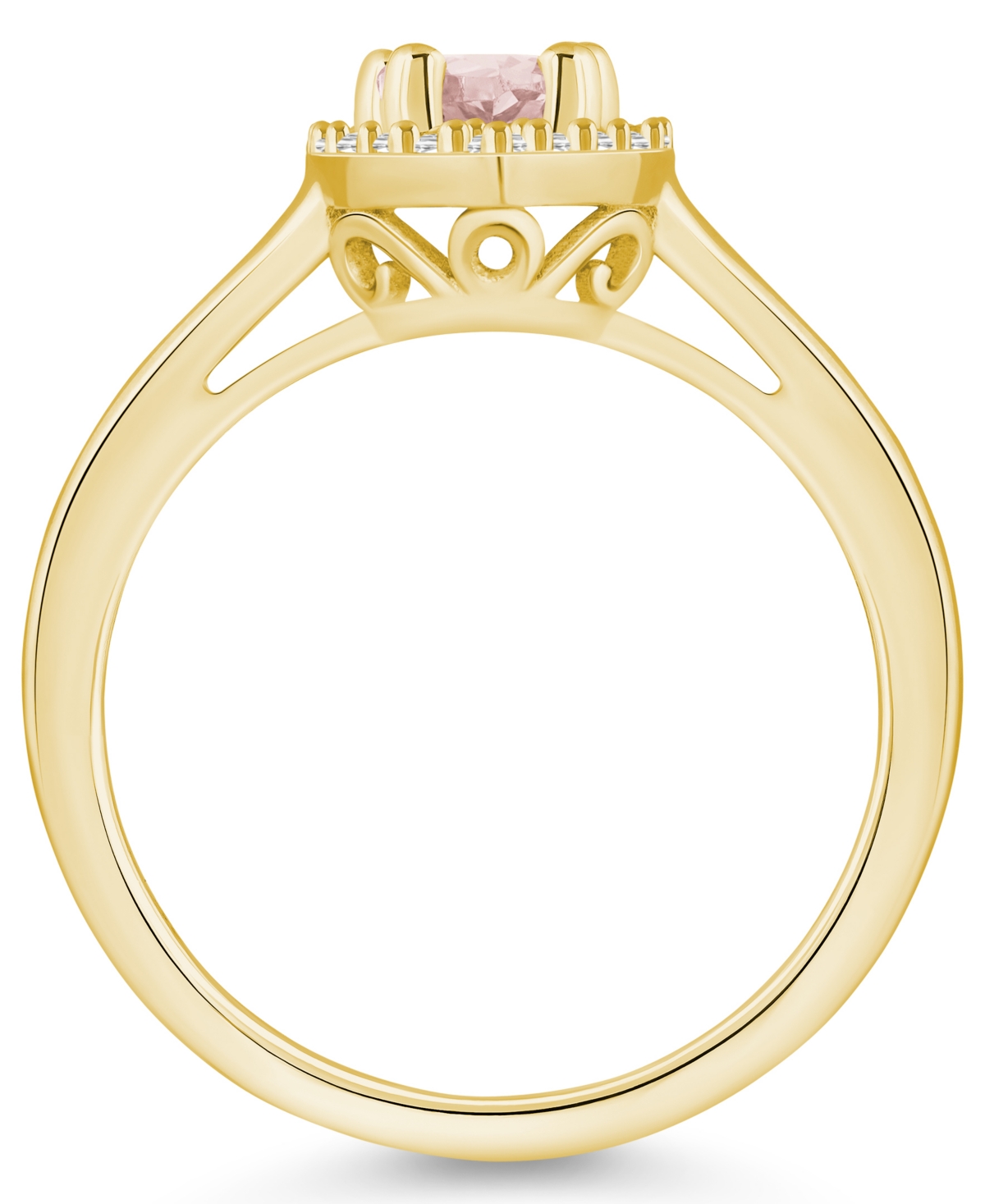Macy's(1/2 ct. t.w.) and Diamond (1/5 ct. t.w.) Halo Ring in 14K Yellow Gold - Morganite