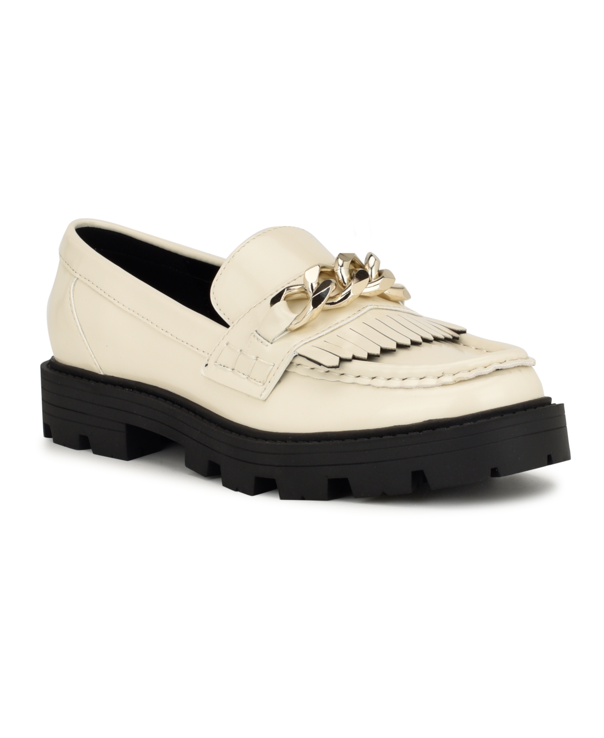 Shop Nine West Women's Andme Slip-on Round Toe Casual Loafers In Cream Patent
