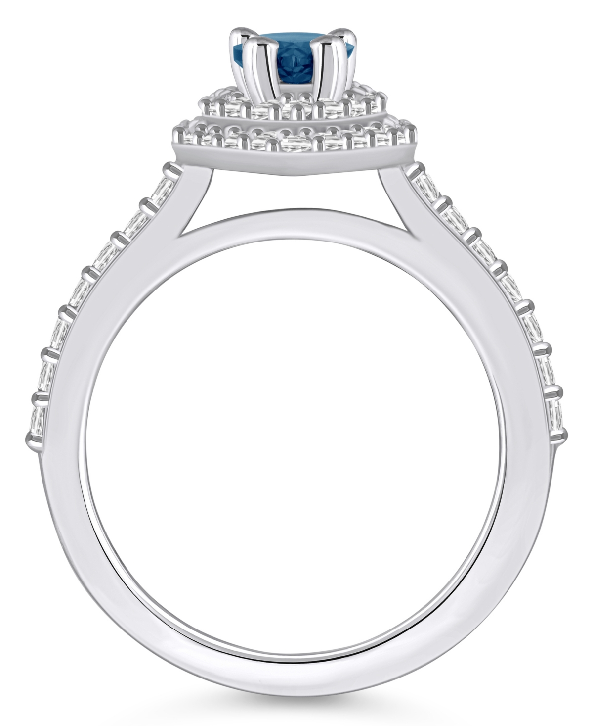Macy'sand Diamond Accent Halo Ring in 14K White Gold - London Blue Topaz