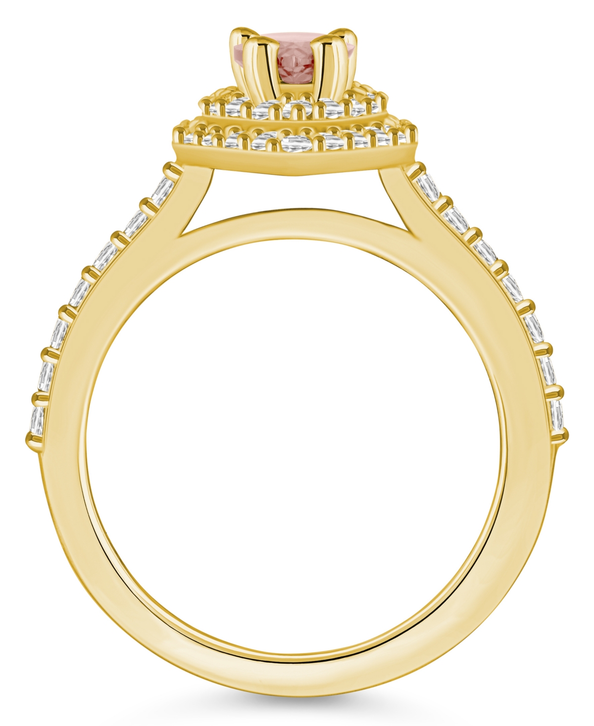 Macy'sand Diamond Accent Halo Ring in 14K Yellow Gold - Morganite