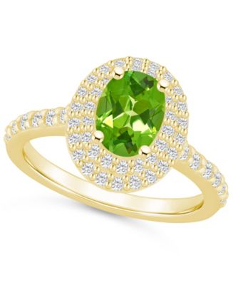 Macy's Peridot and Diamond Halo Ring - Macy's