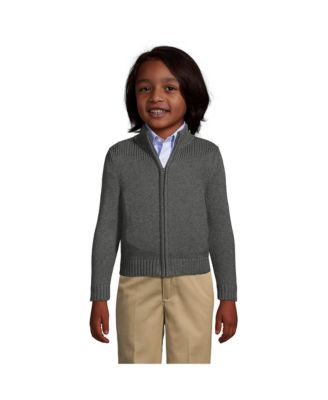 Boys School Uniform Cotton Modal Zip Front Cardigan Sweater