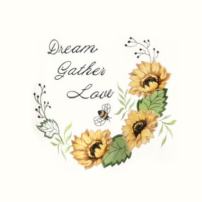 Montauk Accents "Dream, Love, Gather" Embellished Sunflowers 3 Piece Kitchen Curtain Tier Set