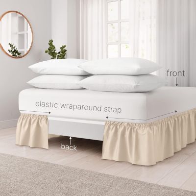 Ruffled Elastic Wrap Around Bedskirt 15 Inch Drop - King