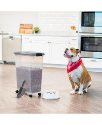 35lbs/47qt Airtight Pet Food Container with Casters and Scoop, Chrome