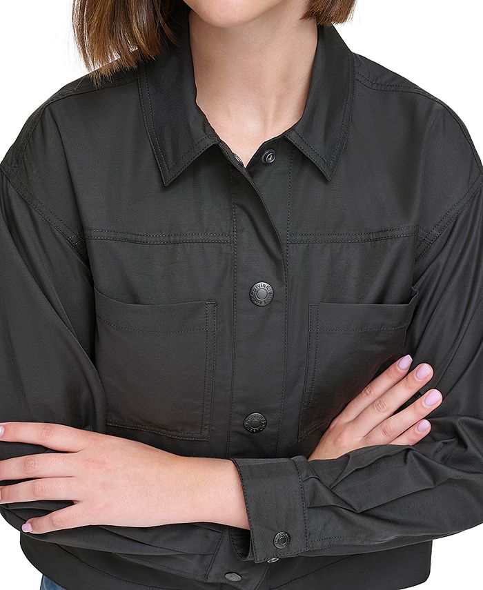 Calvin Jacket, Jeans Women\'s Regular Macy\'s Twill Water-Resistant Klein - Petite Shirt & Utility
