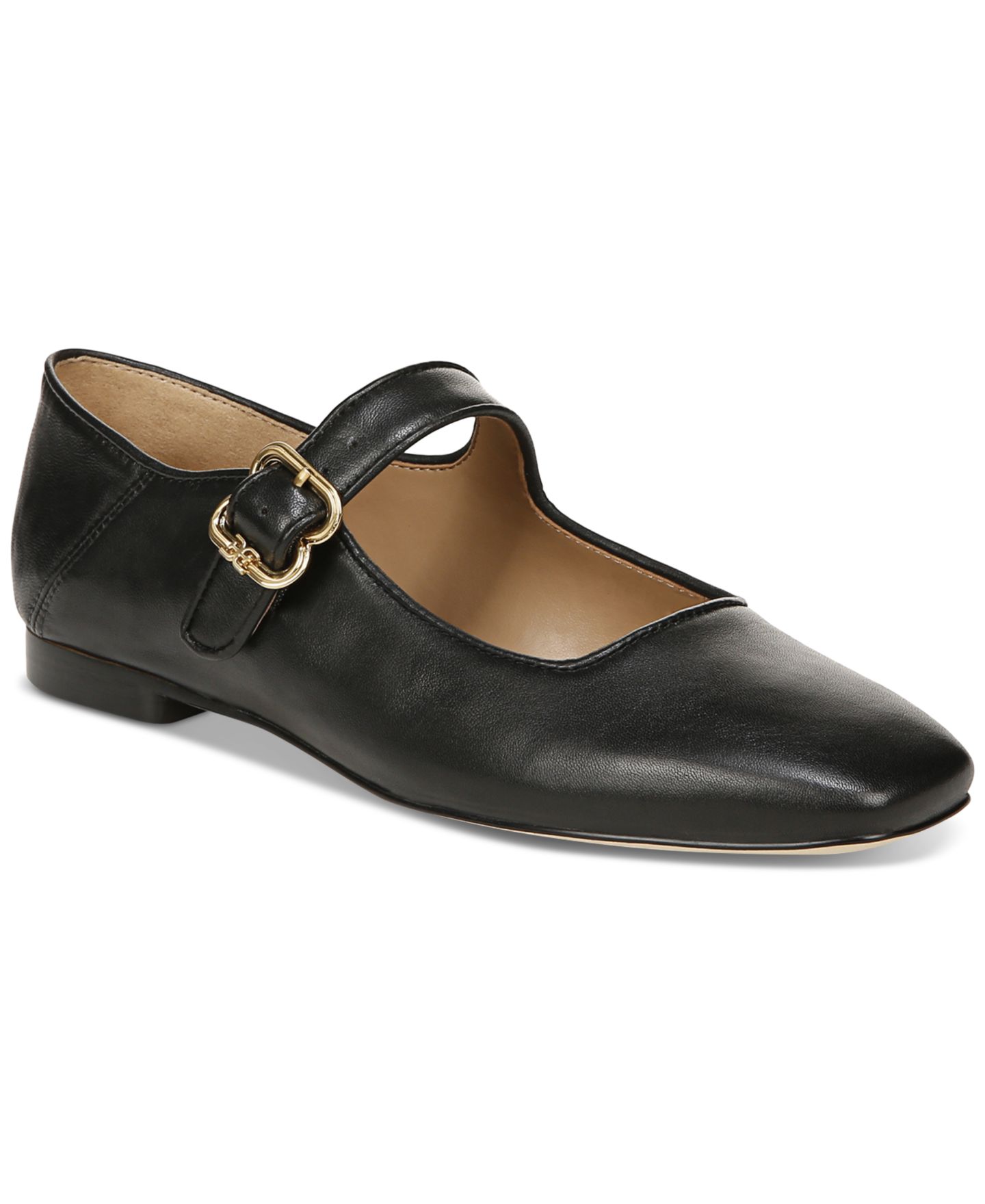Женские балетки Sam Edelman Michaela Mary Jane Flats, цвет: Чёрный кожаный — фото 1