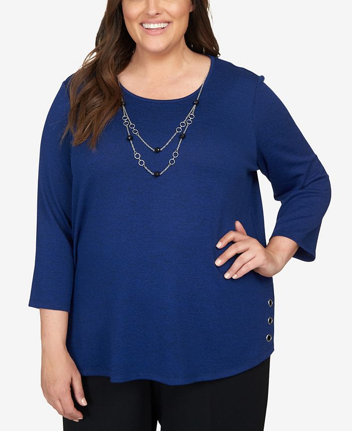 Alfred Dunner Plus Size Downtown Vibe Heather Melange Crew Neck Top ...