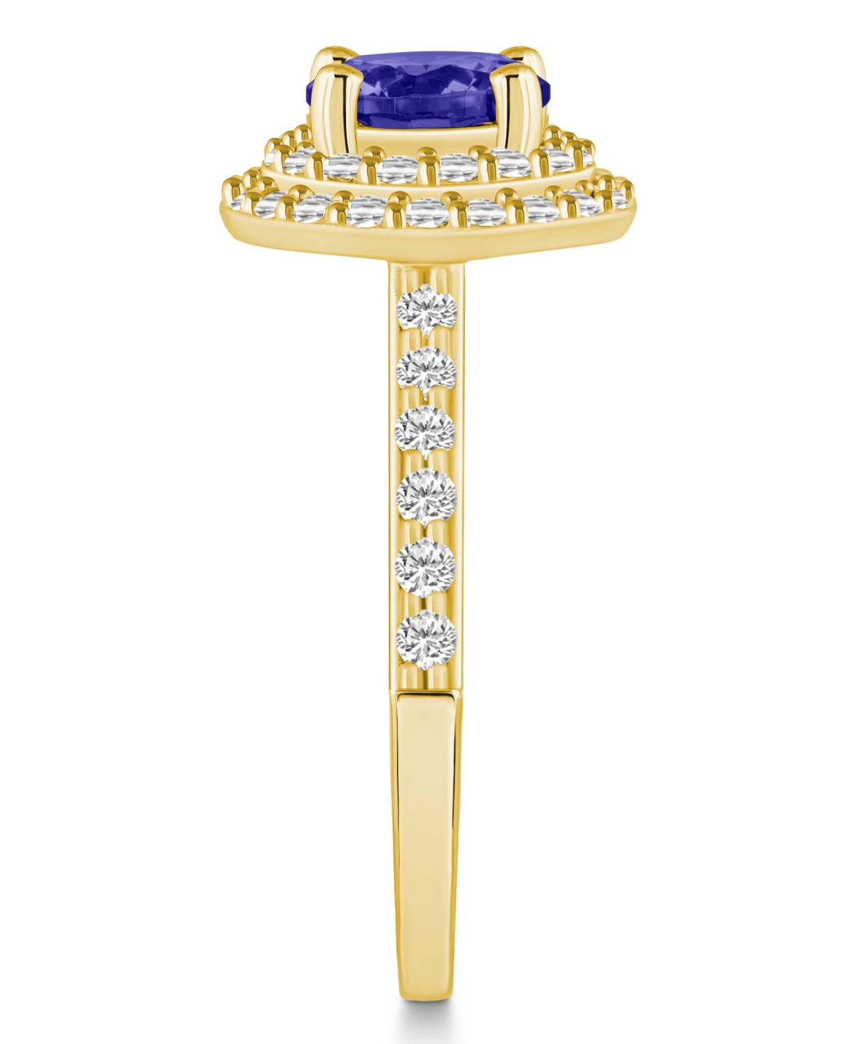 Tanzanite (1-3/8 ct. t.w.) & Diamond (5/8 ct. t.w.) Round Halo Statement Ring in 14k- GOLD