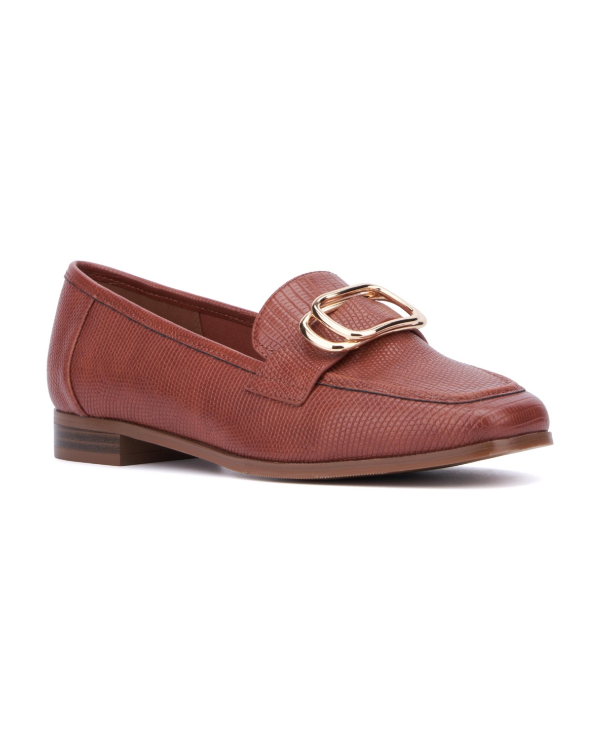 Shop New York And Company Women's Ramira- Slip-on Metal Accent Loafers In Cognac