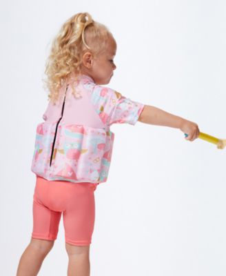 Toddler Girls Owls Printed Sleeved Floatsuit