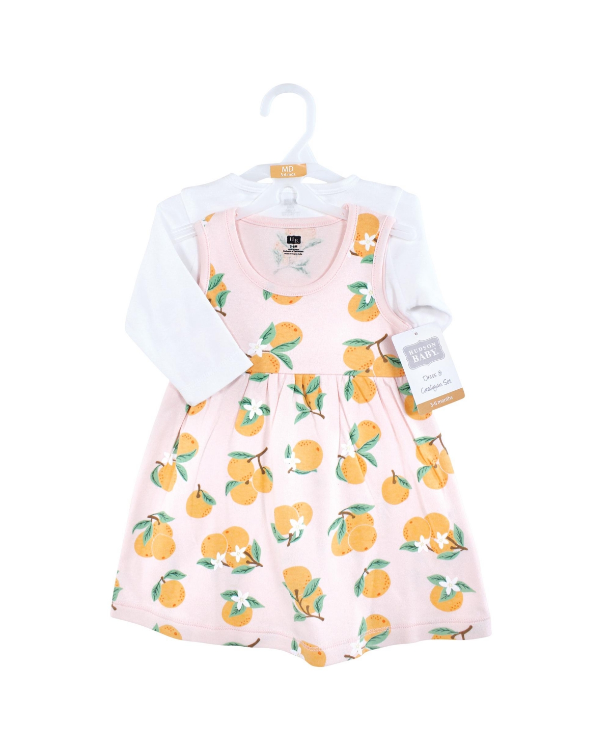 Hudson Baby Toddler Boys Cotton Dress and Cardigan 2pcSet,- Citrus orange