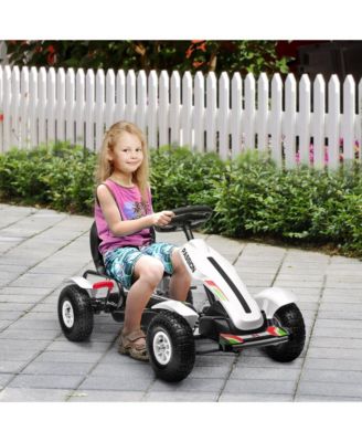 Kids Pedal Go Kart W/ Adjustable Seat, Rubber Wheels,