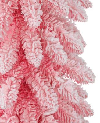 Puleo 6' Pre-Lit Flocked Artificial Alpine Pencil Tree